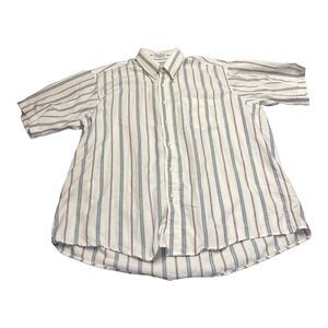 COTTON CLUB Dress Shirt Men 17.5 Multicolor Striped Short Sleeve Formal Business